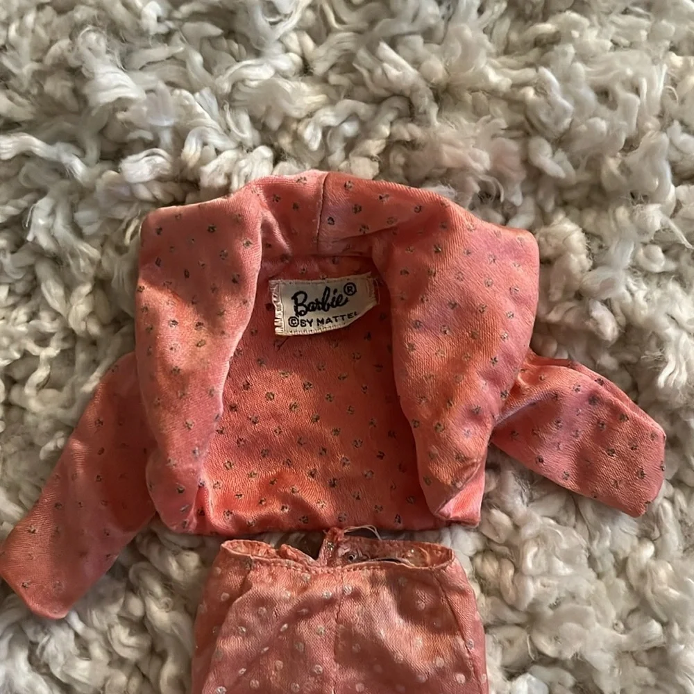 VINTAGE BARBIE MIX & MATCH PAK PINK SATIN BOLERO JACKET AND PANTS WITH GLITTER - Picture 2 of 4